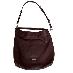 Rebecca Minkoff Leather Hobo Tote Crossbody Bag in Maroon